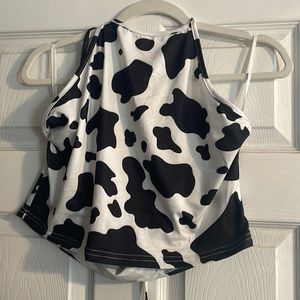 🟢3 for $10 bundle! Cow Print Halter Crop Top